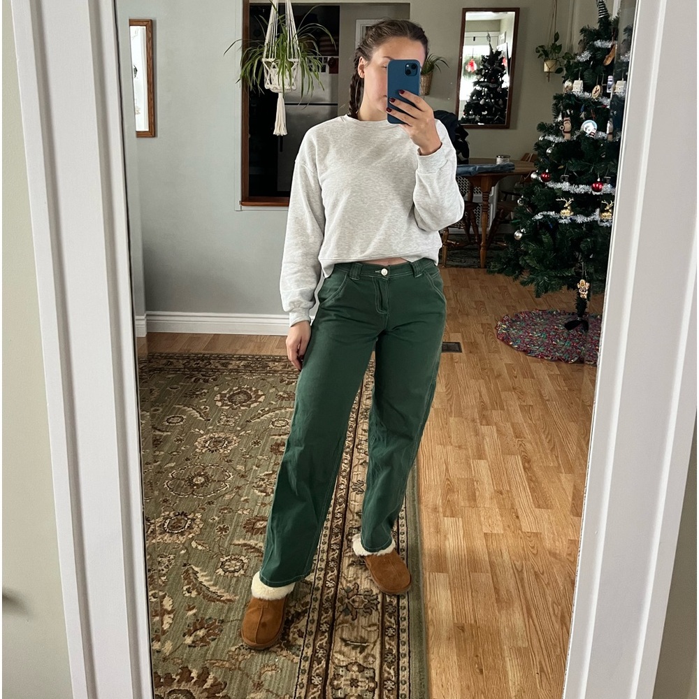 Garage Forest Green Wide-Leg Jeans